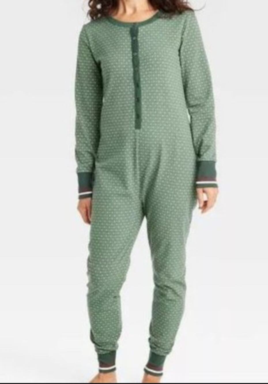 Hearth & Hand Magnolia Christmas Pajama Jumpsuit WMNS Green Nordic Sz 2X Lounge
